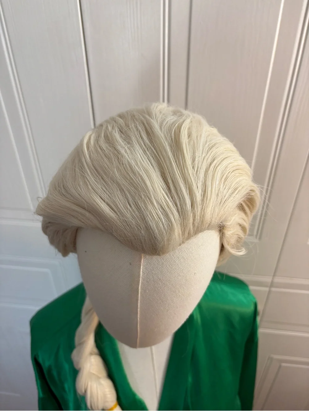 Women Blonde Braided Ponytail Wig Ice Princess Frozen Cosplay Costume Halloween